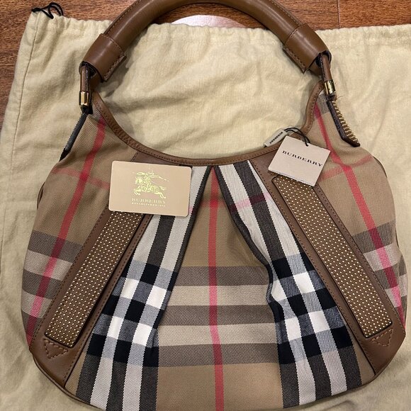 Burberry Phoebe Studded House Check Hobo Bag – New with tags - Picture 1 of 7